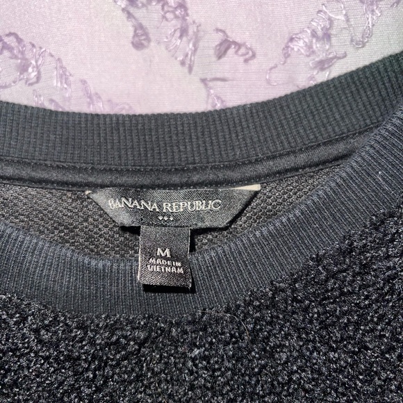 Banana Republic Fuzzy Crewneck, Pullover, Sweatshirt, black teddy, cozy S or M - Picture 10 of 11